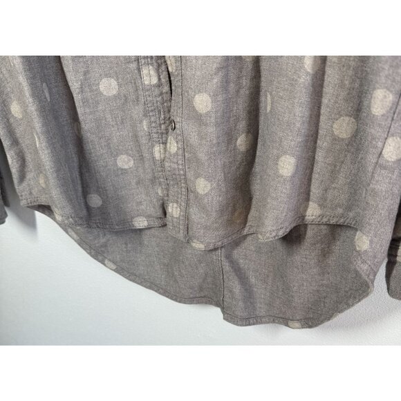 HINGE Womens Polka Dot Flannel Button Up Small Gray Chest Pockets Smart Casual - Picture 8 of 13